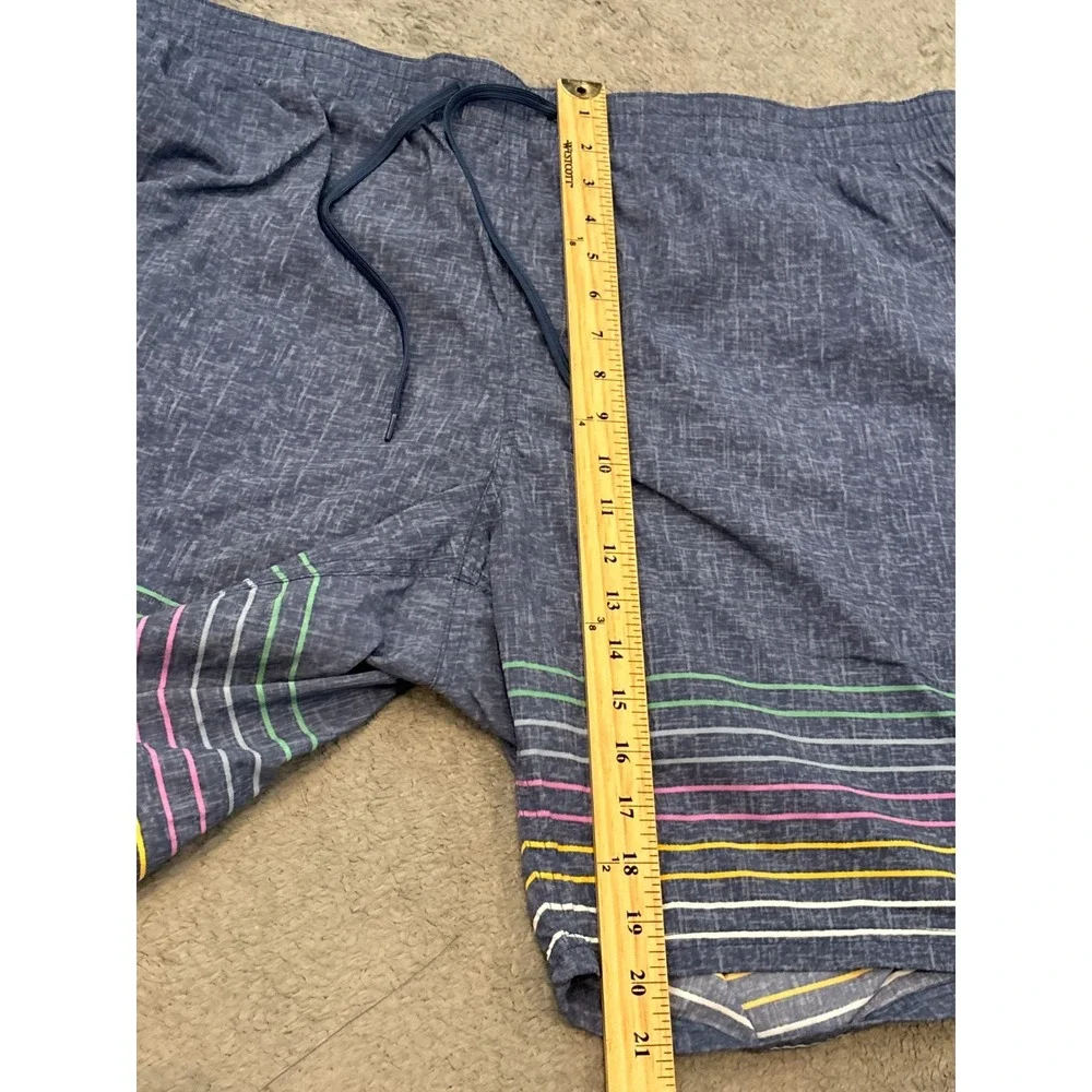 Lands' End Swim Trunks Mens 2XL 44-46 Blue Striped Mesh Lined Shorts Casual